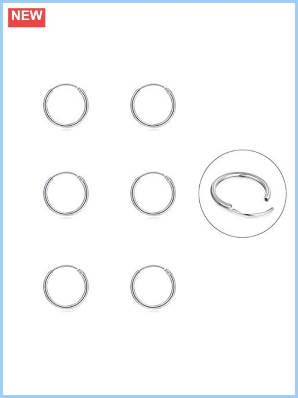 925 Sterling Silver Cartilage Hoop Earrings Set 3 Pairs Hypoallergenic